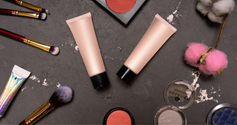 January Beauty Launches image with makeup and skincare on table