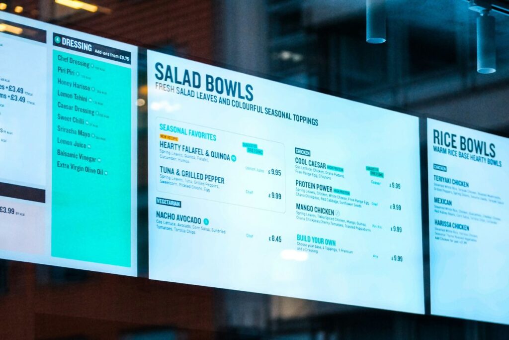 digital menus