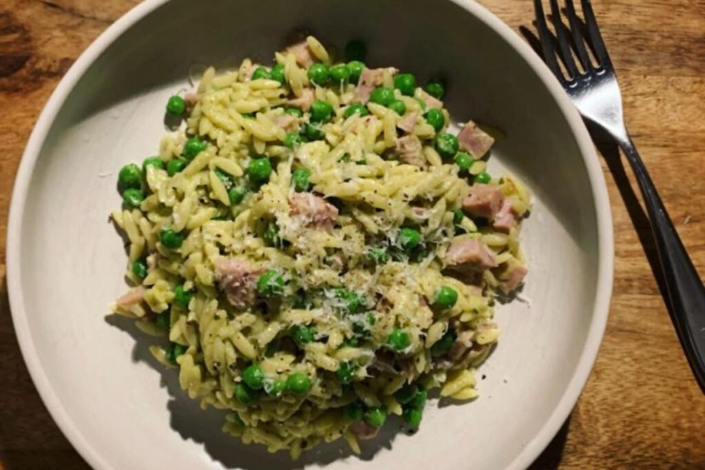 Pea and Ham Orzo recipe