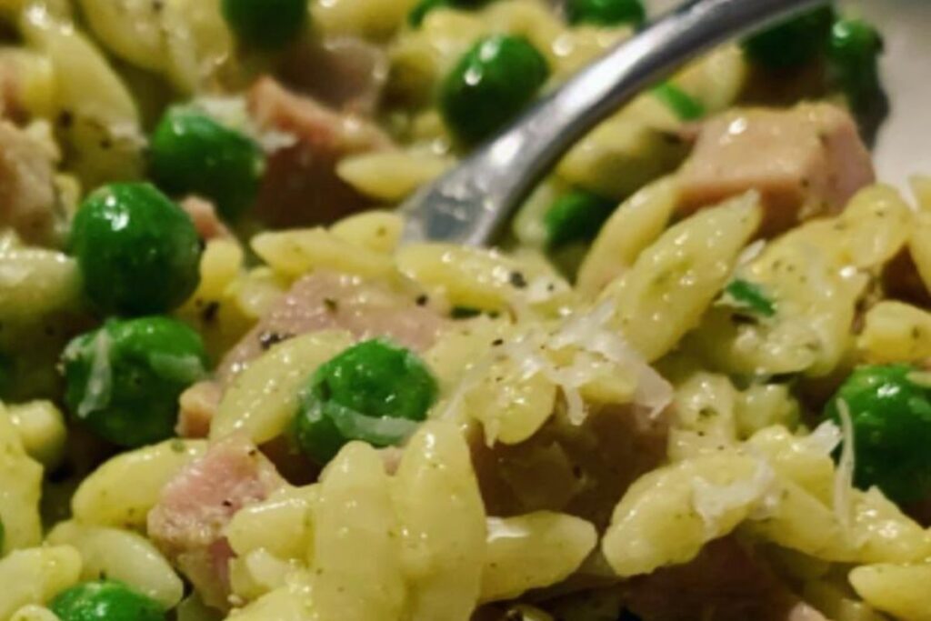 Pea and Ham Orzo recipe