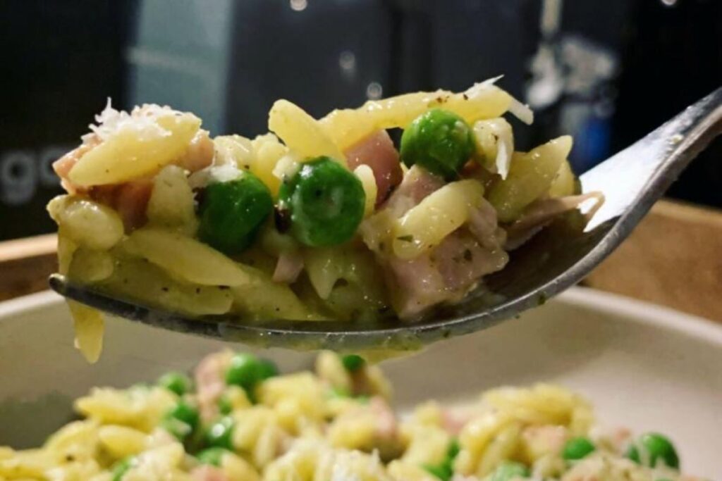 Pea and Ham Orzo recipe
